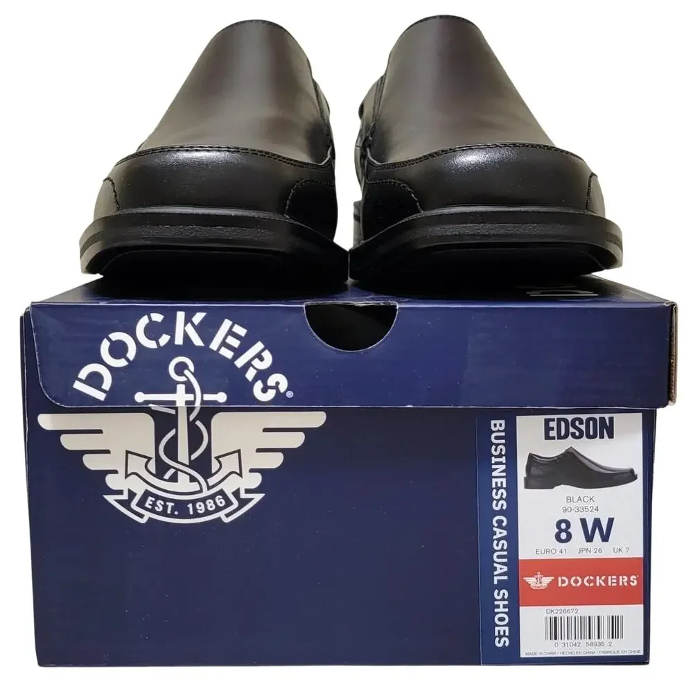 Dockers Men Edson Square Bicycle Toe Slip On Loafers Size US 8W Black